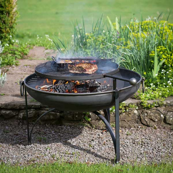 Firepit with Removable Swing Arm BBQ Rack