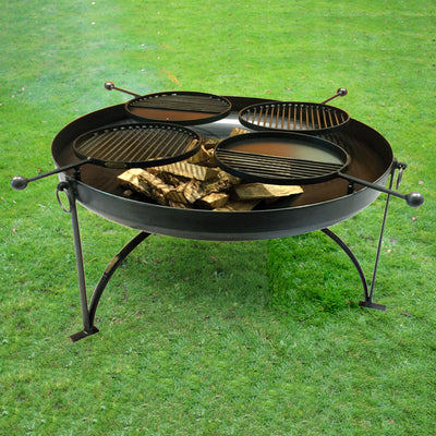 Firepit 120cm (5mm) with Four Removable Swing Arm BBQ Racks