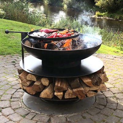 90cm with Log Store &amp; Removable Swing Arm BBQ Rack