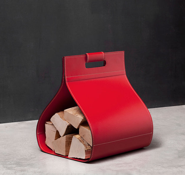 Ferrari Opus Focus - Dafne Leather Firewood Bag & Log Storage