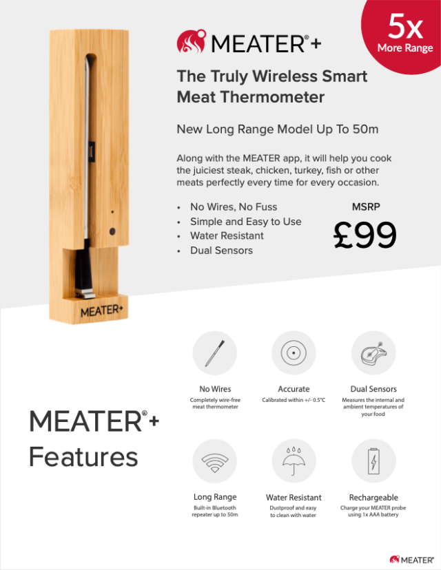 The MEATER PLUS - 5x Longer Range Up to 50m Wireless Range with Bluetooth  Repeater